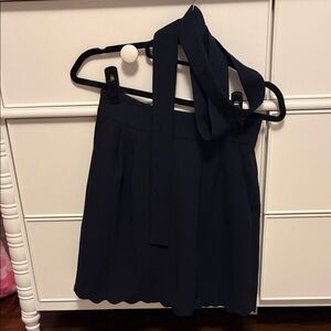 Club Monaco Scalloped Hem Skirt with Waist Tie